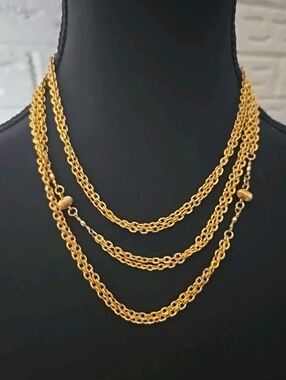 Vintage Layered Gold-tone Beaded Necklace